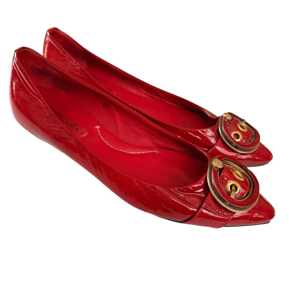 BCBGMaxAzria Red Flats with Gold Accent